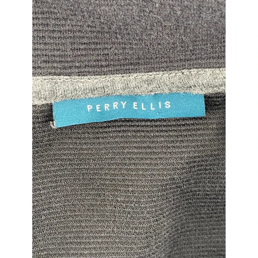 Perry Ellis Mens XL Navy Blue Quarter Zip Ribbed Pullover Sweater